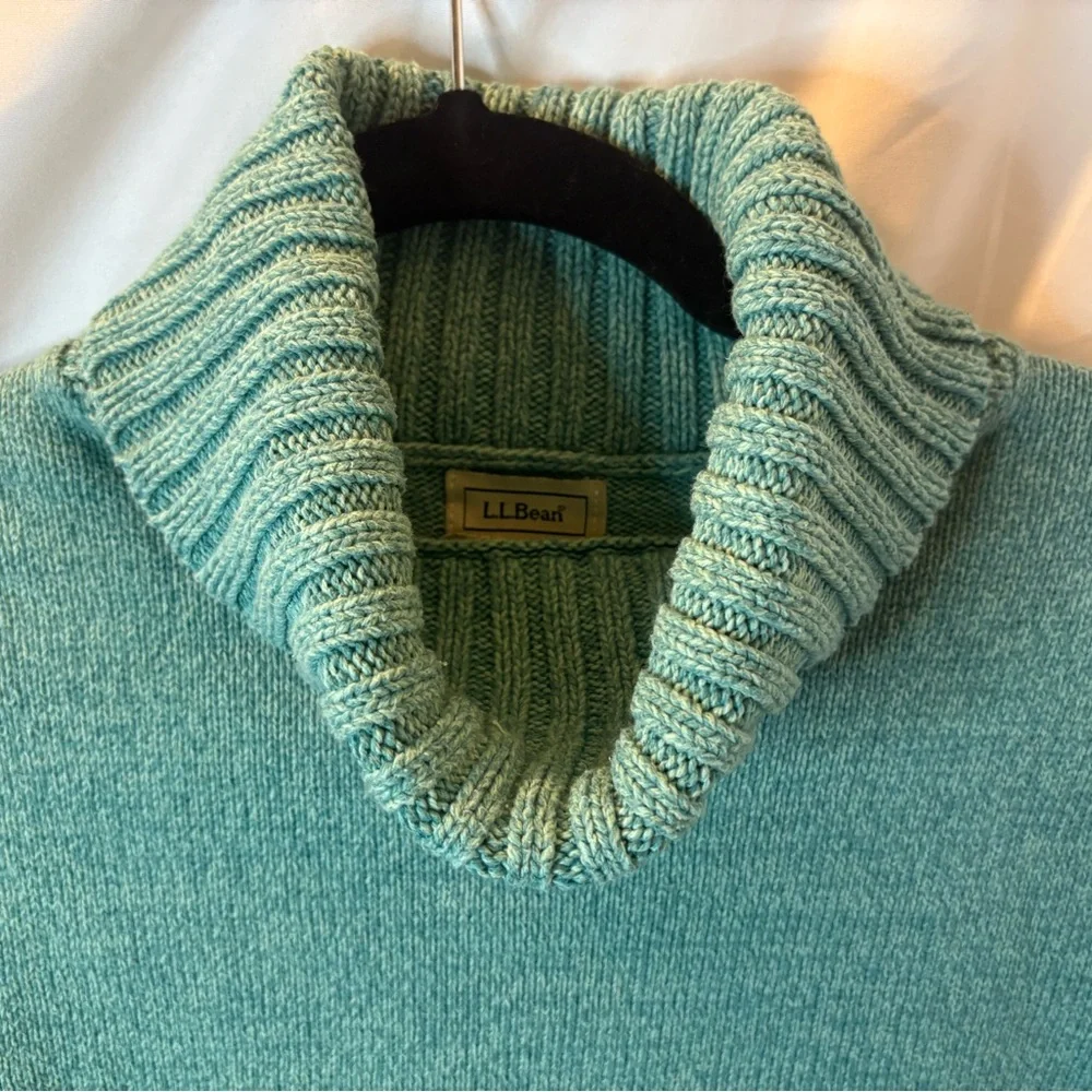 L.L. Bean Women’s Aqua Turtleneck Sweater - Picture 3 of 10